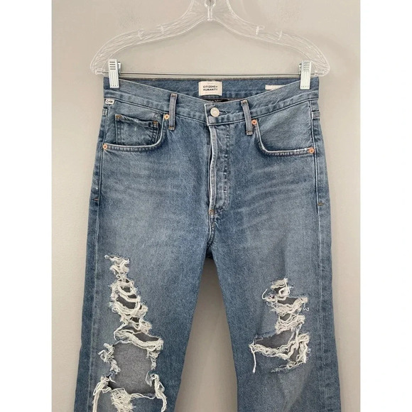 Citizens of Humanity Emery Jeans Women’s Size 26 Relaxed Straight Distressed - Picture 5 of 14